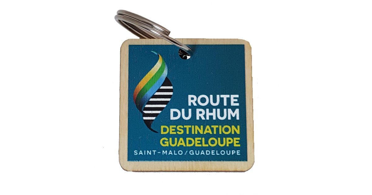 Porte-clé carré en bois Route du Rhum - Destination Guadeloupe - del