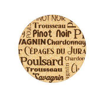1 dessous de verre en  liège "Cépages du Jura"
